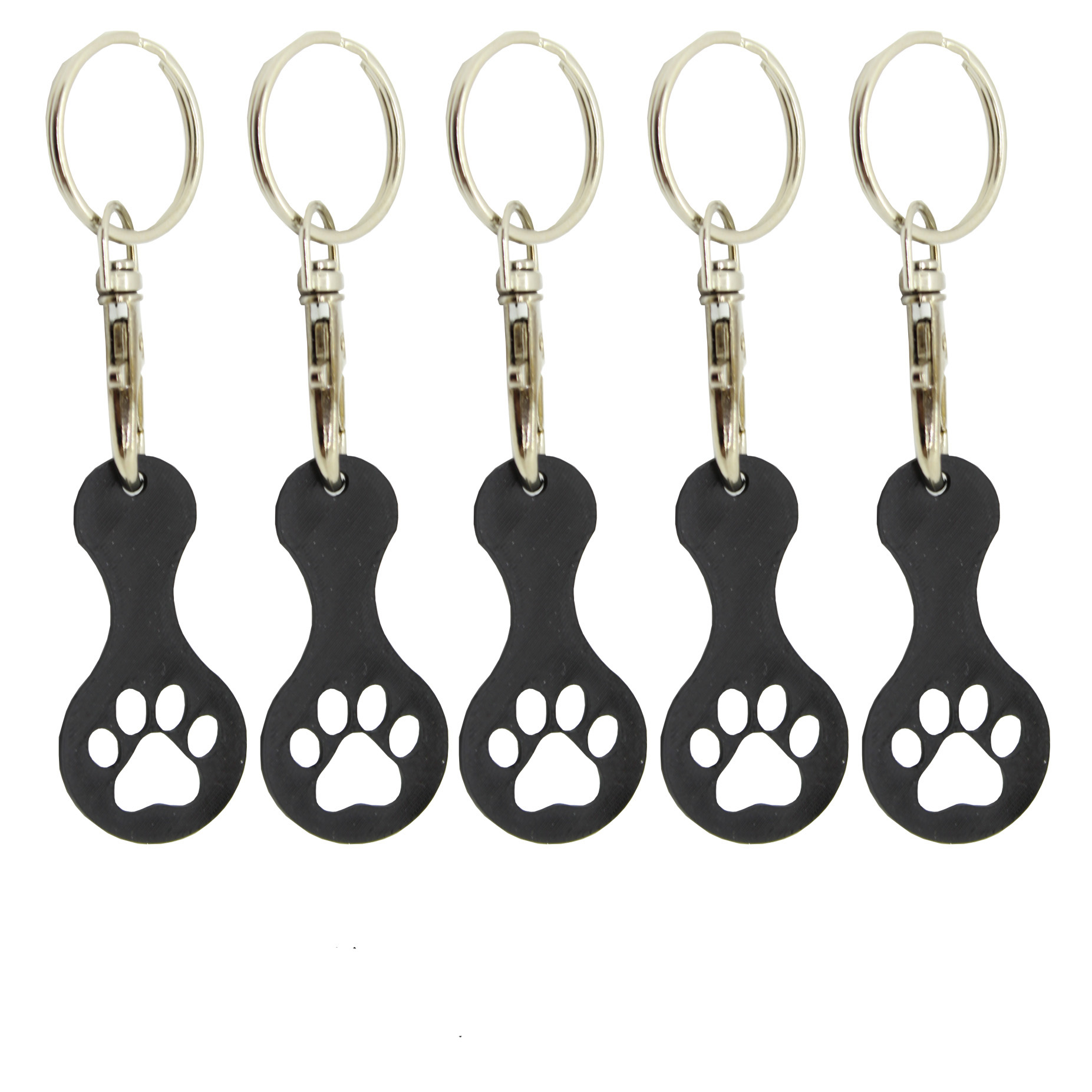 5x Einkaufswagenchip Pfote Schwarz