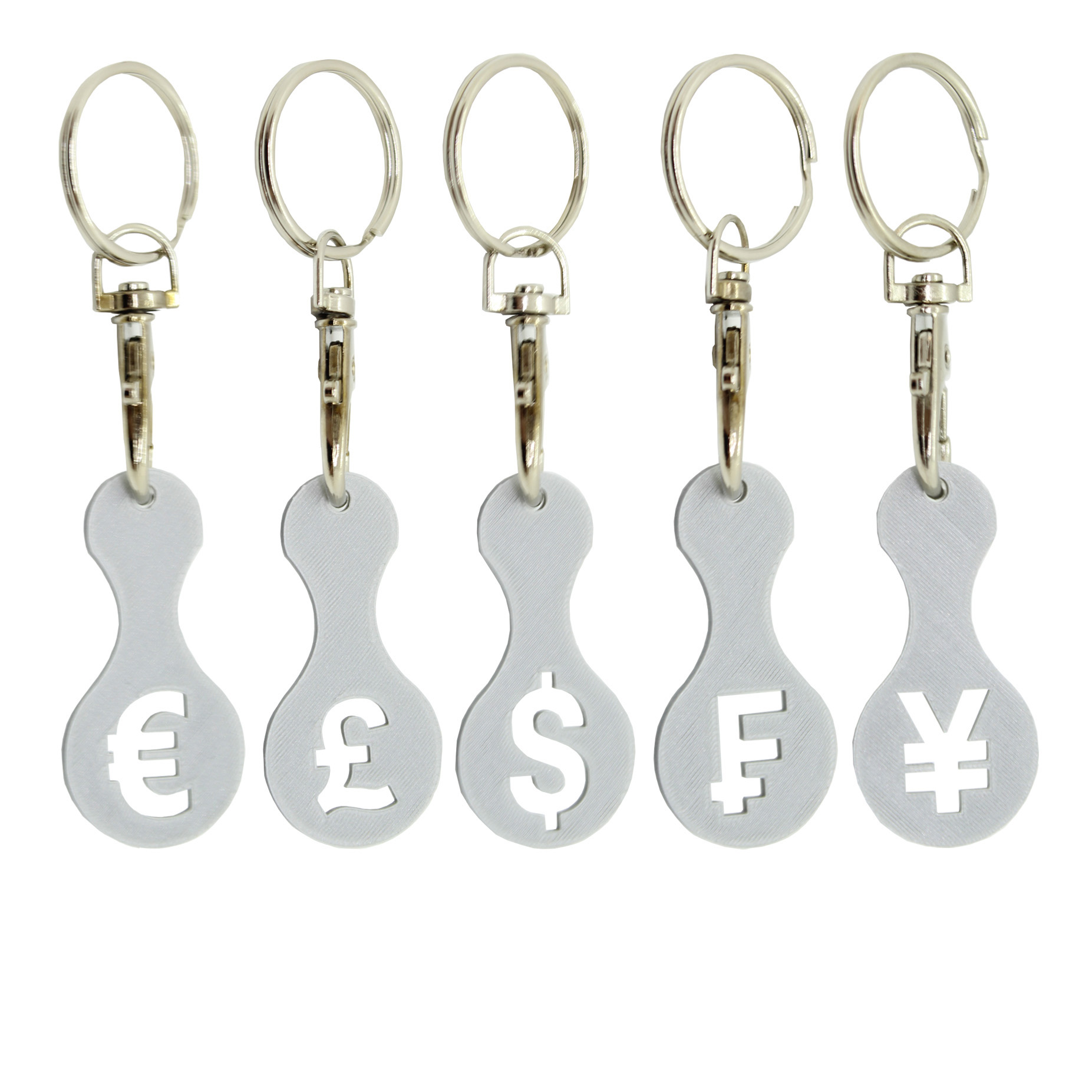 Einkaufswagenchip Set Währungen Silber