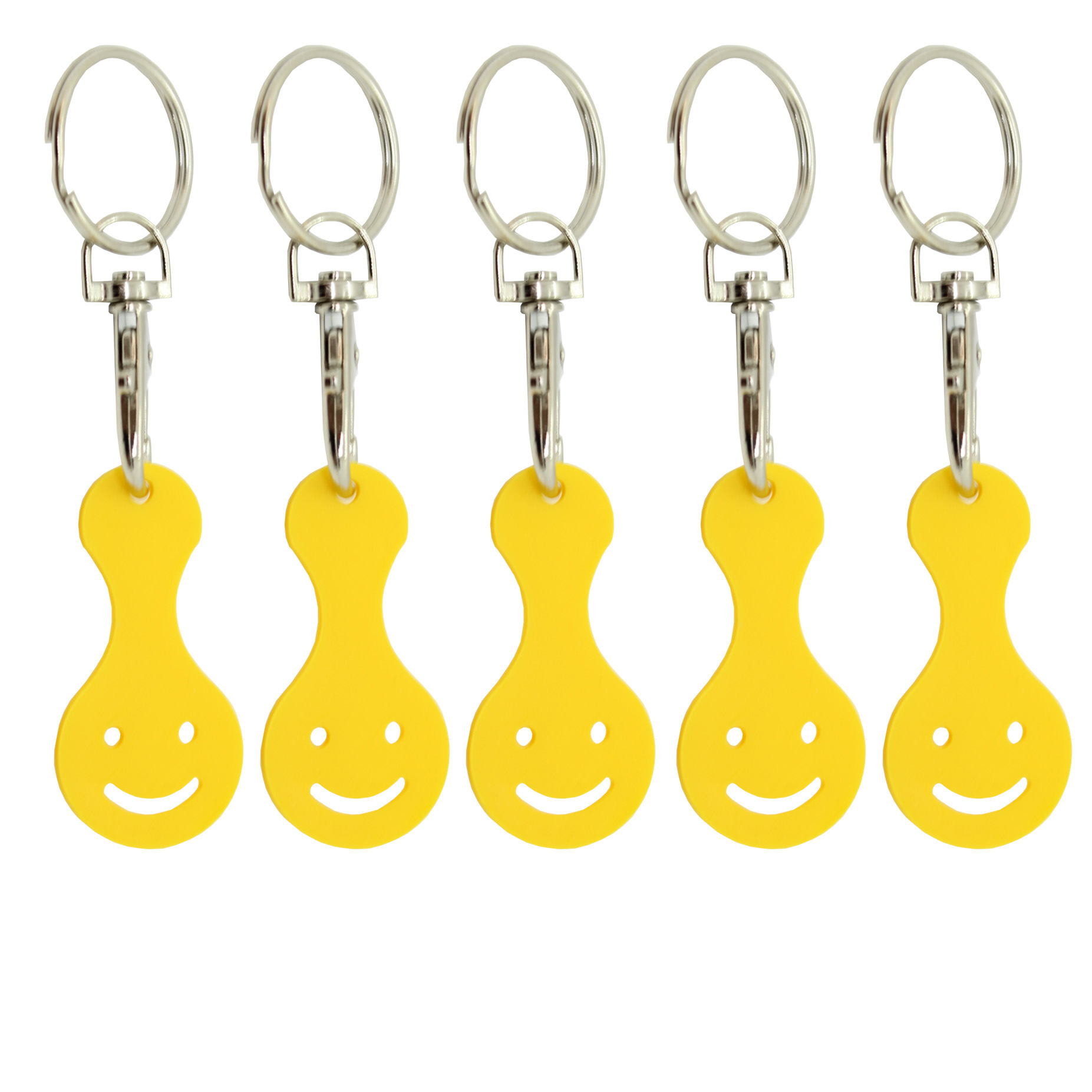5x Einkaufswagenchip Gesicht Gelb