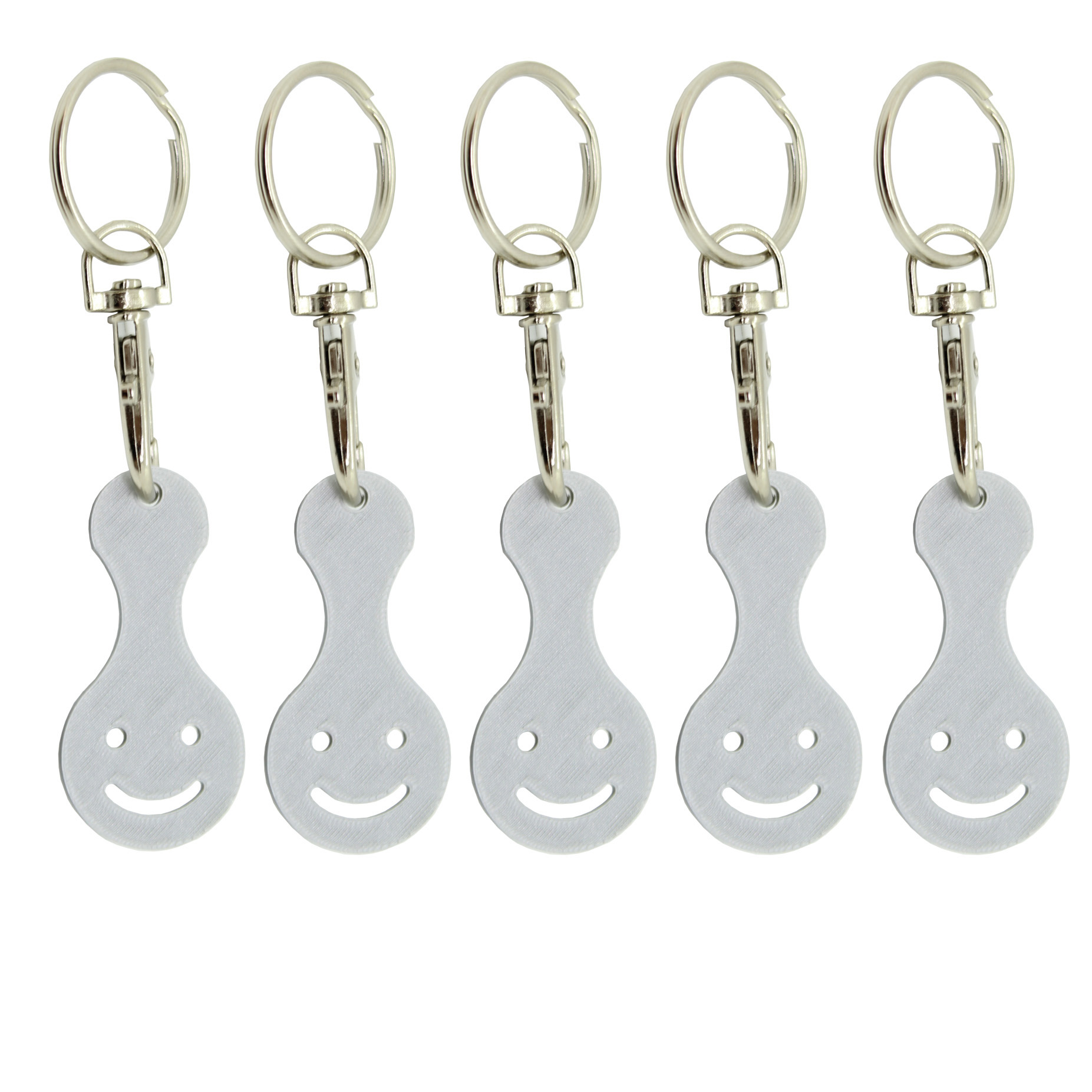 5x Einkaufswagenchip Gesicht Silber