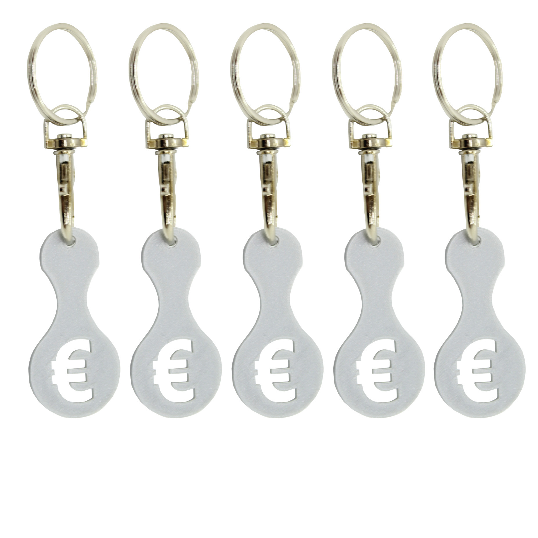 5x Einkaufswagenchip Euro Silber