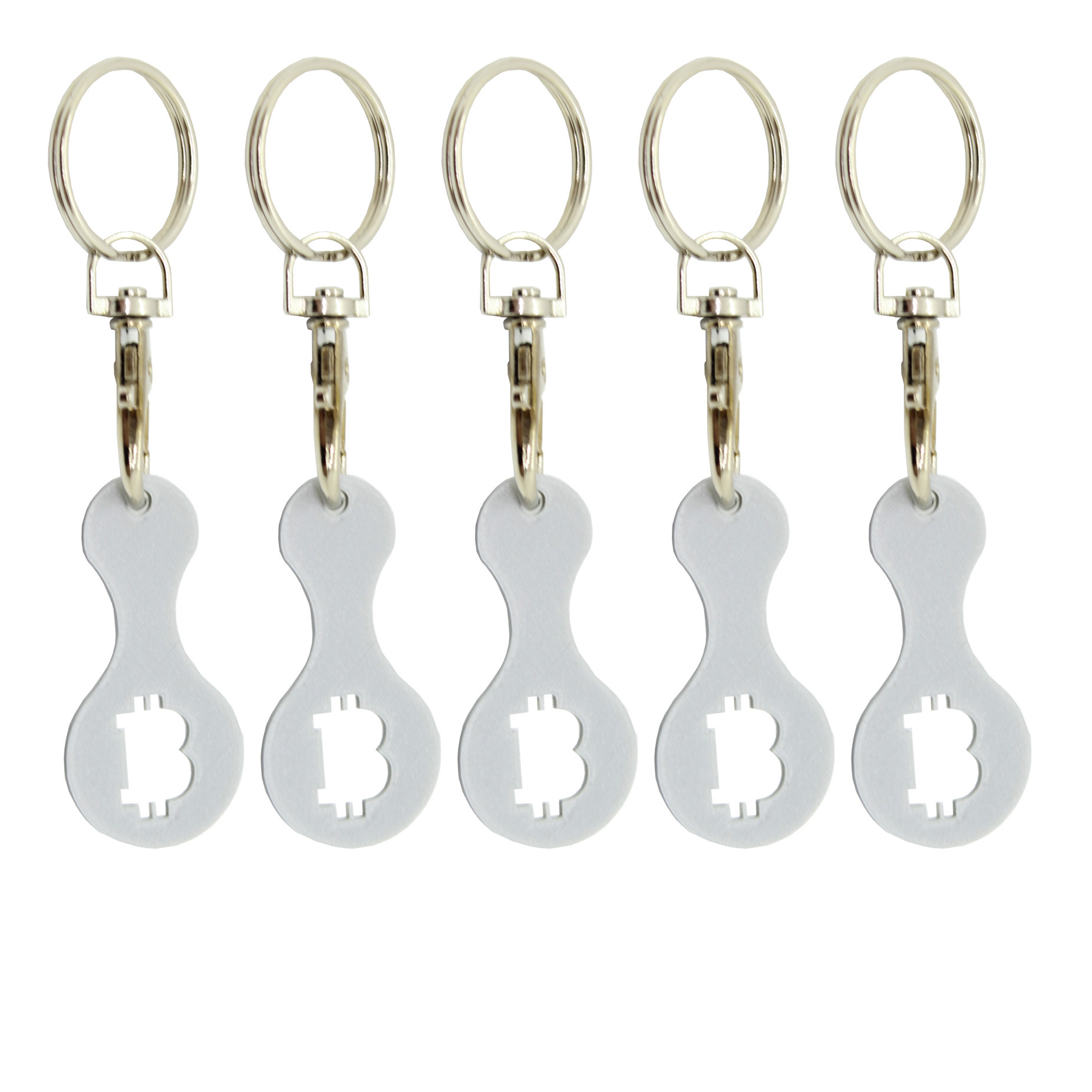 5x Einkaufswagenchip Bitcoin Silber