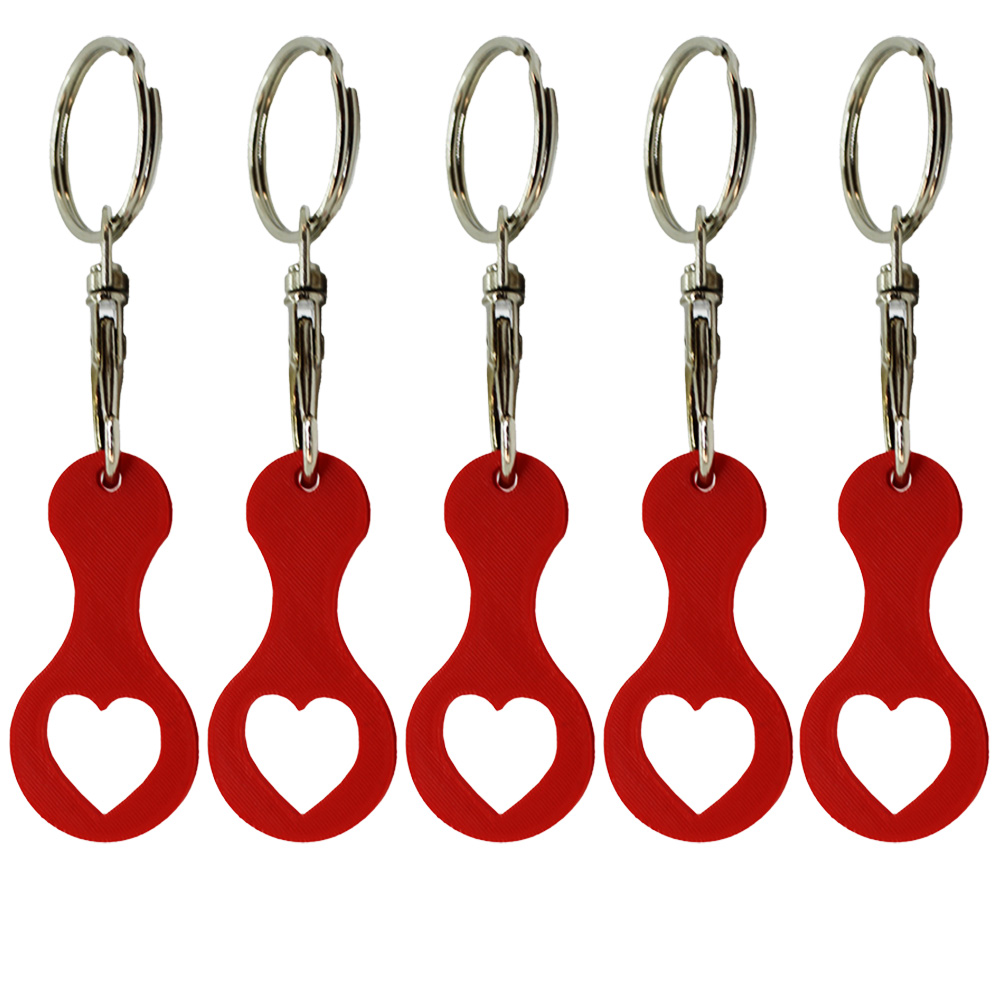 5x Einkaufswagenchip Herz Rot