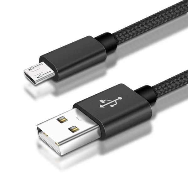 micro USB Kabel Nylon 5V 2A 1m Schwarz